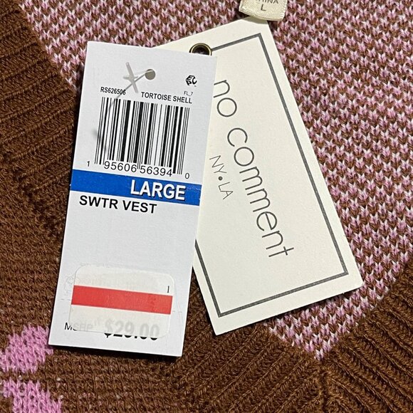 No Comment Ultra Flirt Juniors' Shrunken Daisy Sweater Vest, Size L, New - Picture 5 of 8